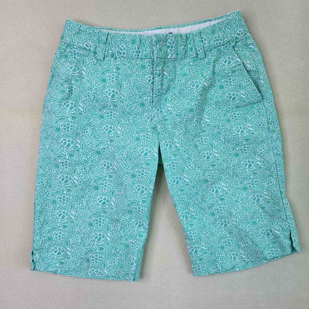 Vineyard Vines Bermuda Shorts Women's Size 2 Green Sea Turtle Print Coastal
